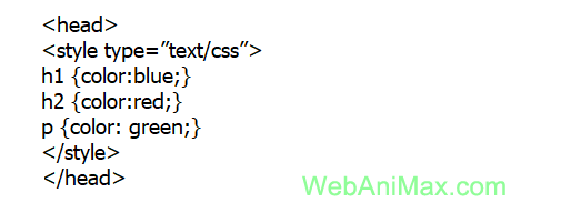 Internal CSS Example in HTML